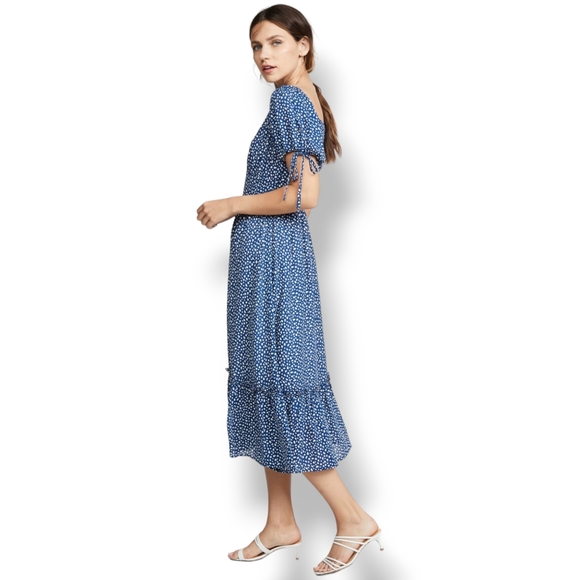 Blue Moon Dresses & Skirts - Moon River Women's Blue Dot Midi Tiered Dress sz XSmall